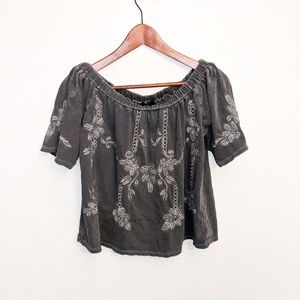 Lucky Brand off the shoulder embroidered b…